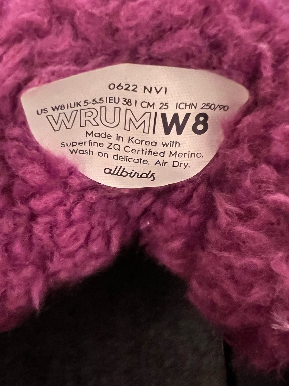 allbirds Women’s Purple Sherpa Wool Lace-Up Tennis Shoes - Picture 3 of 4
